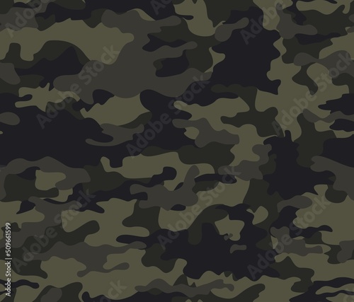  Forest texture camouflage seamless vector background, trendy texture, disguise. Army uniform for hunting.