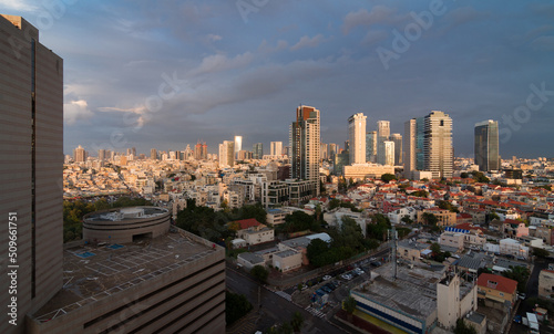 Tel Aviv, Israel bright aerial panorama