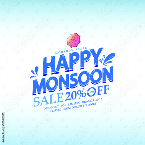 vector illustration,poster Monsoon Offer or Sale for Monsoon season.

