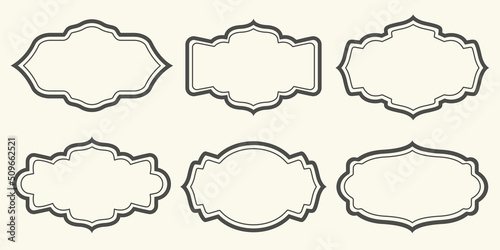 Template of different frame border. Set of black vintage  frames. Collection of oval, circle, square shapes for photos, text, invitations, greetings, announcements, cards, menu. Vector illustration