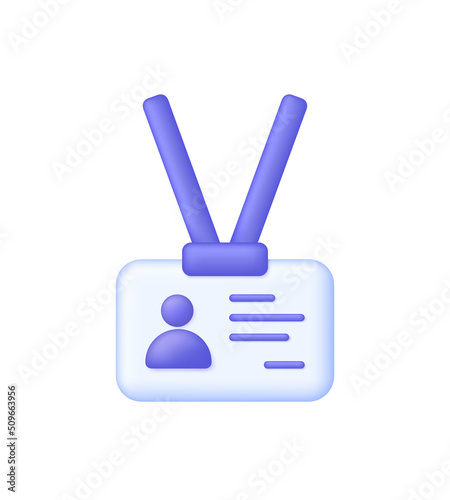 3D Badge isolated on white background. Plastic card, drivers license, id card, personal document. Can be used for many purposes. Trendy and modern vector in 3d style.
