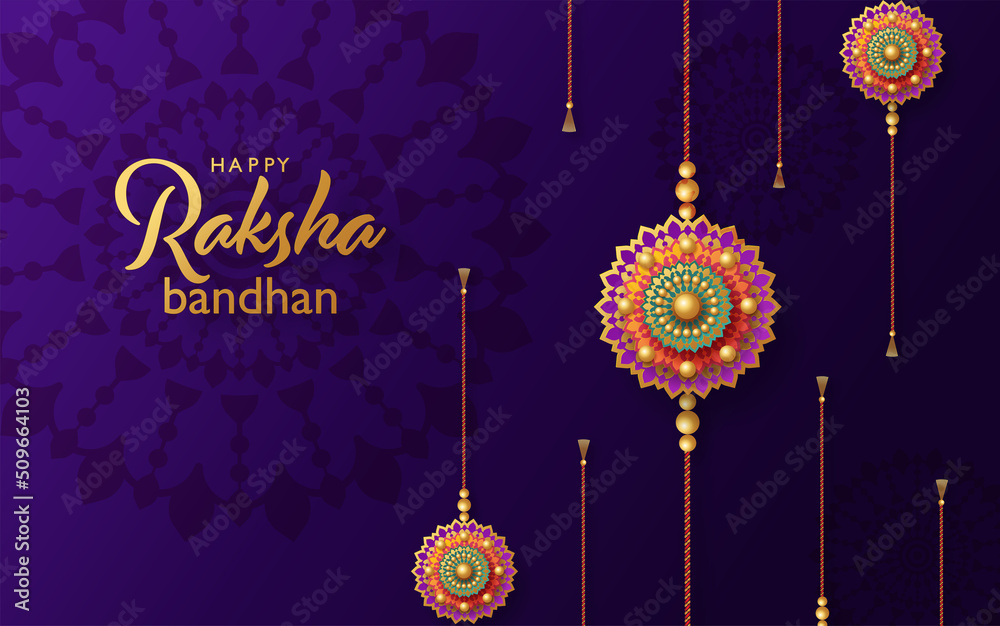 Beautiful gold raksha bandhan greeting card