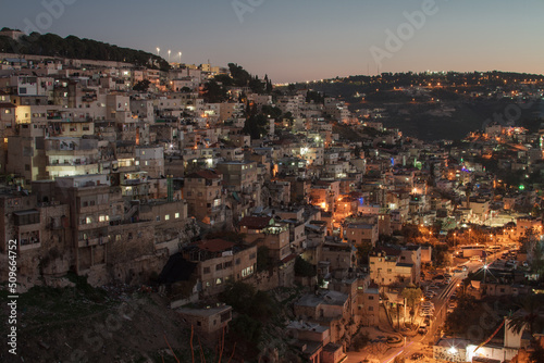 Arab neighborhoods in Jerusalem at night. Gehenna valley © Алексей Голубев