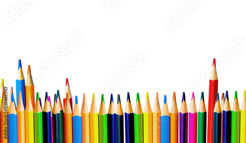 Color pencils isolated. Back to school concept copy space for text