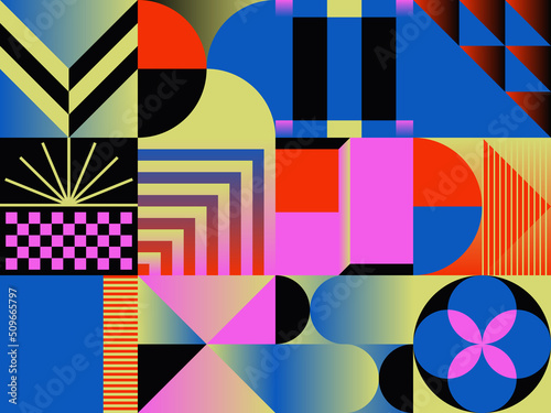 Neo-Geo Pattern Vector Graphic Inspired By Abstract Modernist Aesthetics Design