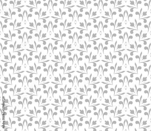 Flower geometric pattern. Seamless vector background. White and gray ornament. Ornament for fabric  wallpaper  packaging. Decorative print.