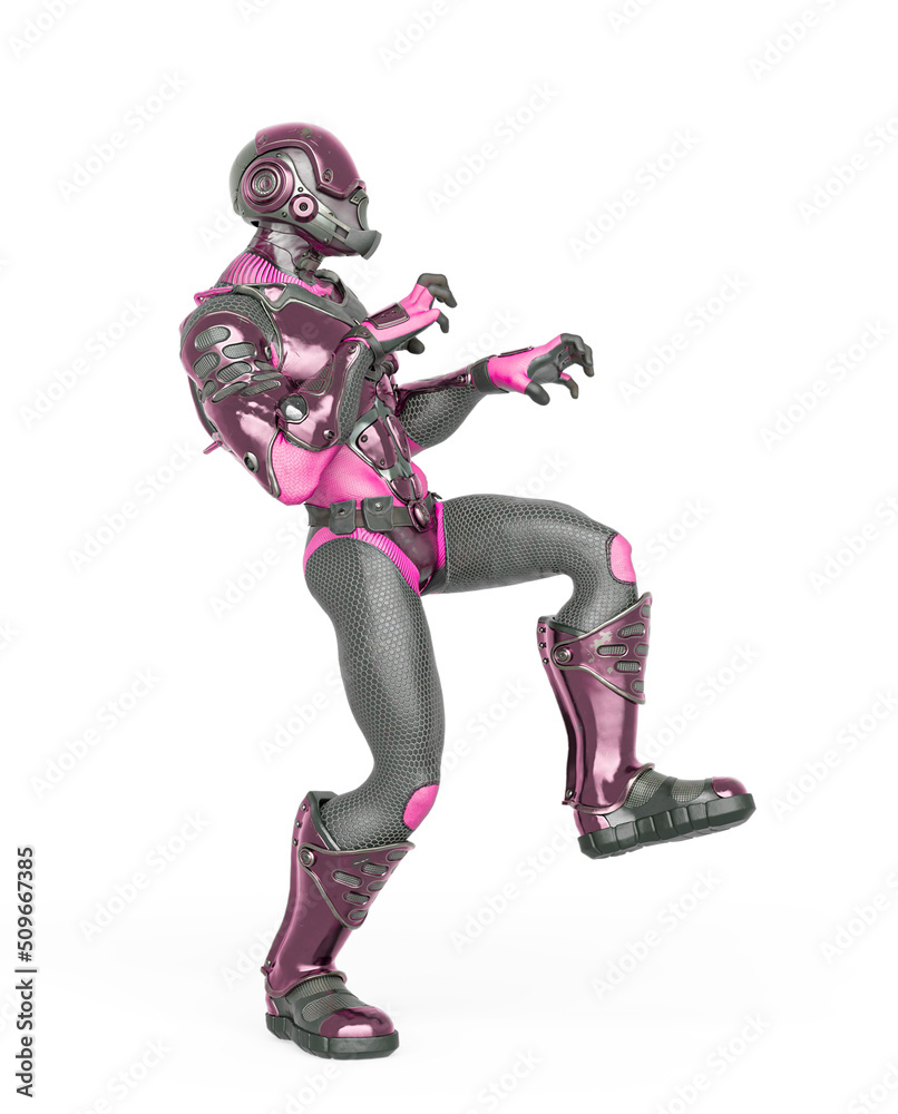 futuristic astronaut is doing a halloween walk in white background futuristic astronaut is doing a halloween walk in white background