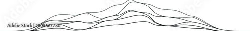 Mountain landscape  in line art style  . Hill skyline . Minimal design  . Trendy brochure . Vector illustration .