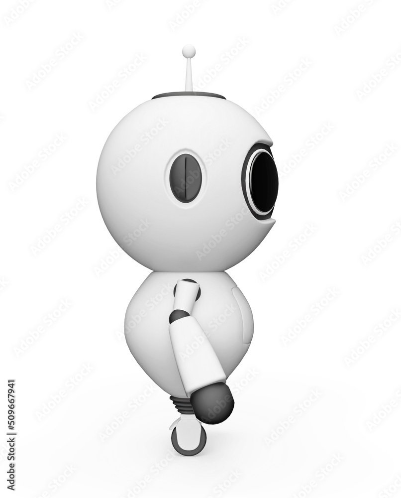 Fototapeta premium tiny robot in white background side view