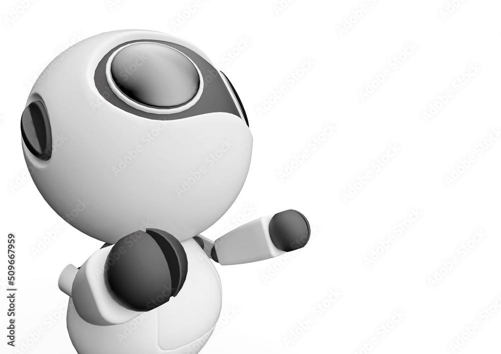 Fototapeta premium tiny robot in white background with copy space