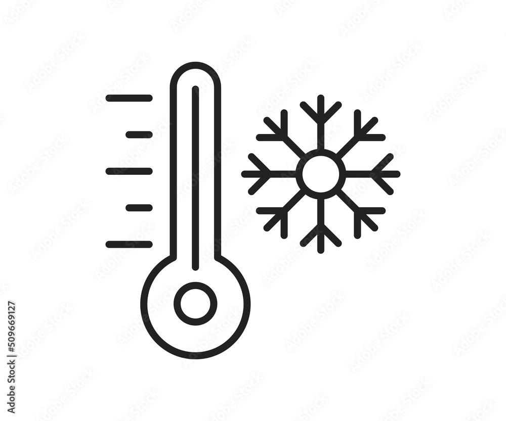 Cold temperature on thermometer icon. High quality black vector illustration.. Cold temperature on thermometer icon. High quality black vector illustration..