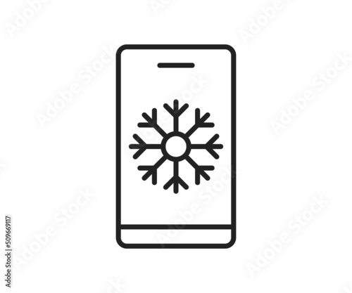 Weather forecast on the phone, minus temperature icon. High quality black vector illustration..