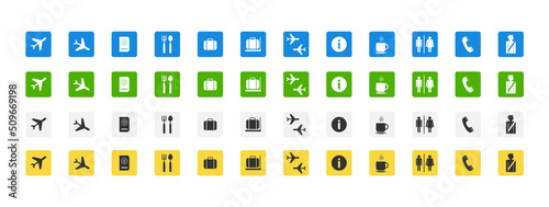 Canvas-taulu set of airport icons