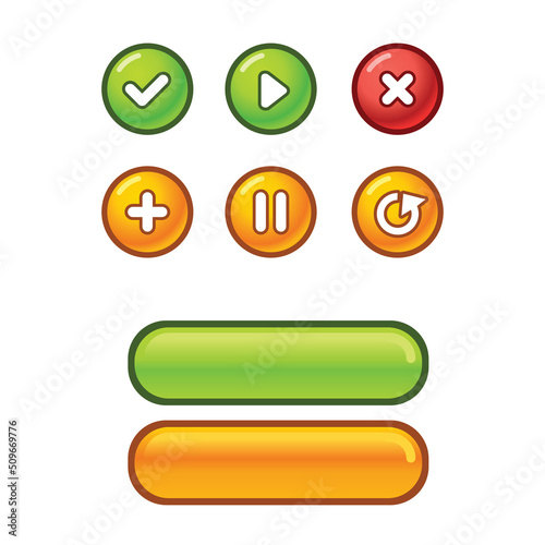 Game ui set of Buttons. GUI design to build 2D games. Vector.