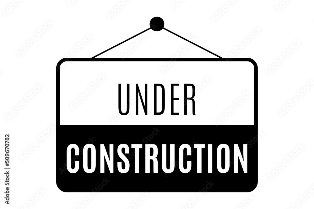 Under construction sign design in black & white color. Used as a background or a signage for website page maintenance message & for concepts like work in progress and under development projects. Under construction sign design in black & white color. Used as a background or a signage for website page maintenance message & for concepts like work in progress and under development projects.