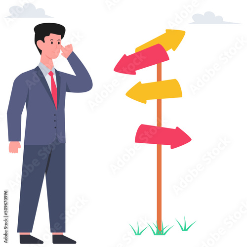 Unique design illustration of choosing business direction