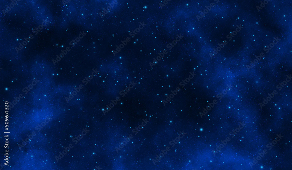 Abstract blue space background with nebula and stars
