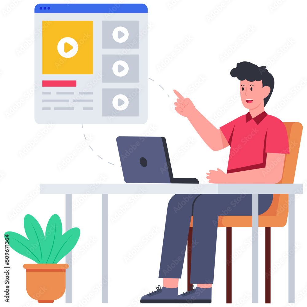 Flat design illustration of elearning