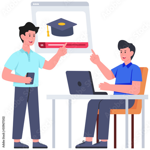 Trendy vector design of online course