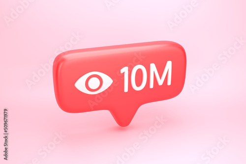 Ten million views social media notification with eye icon