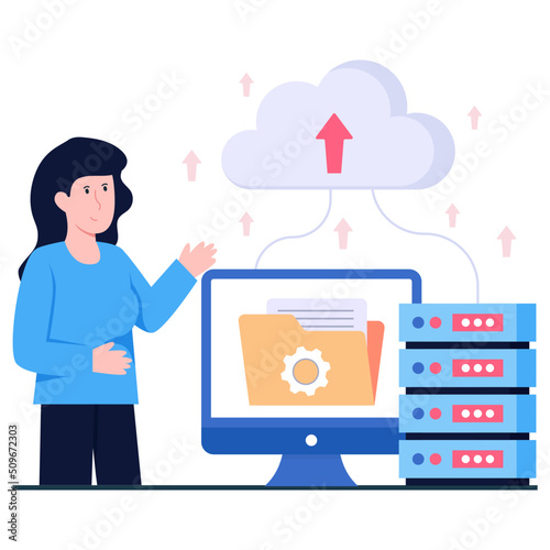 Flat design illustration of cloud management