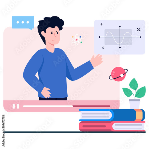 An editable design illustration of e learning