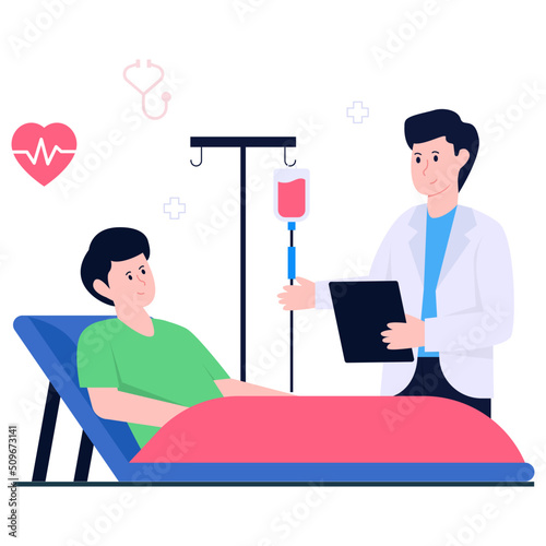 Flat design illustration of doctor patient