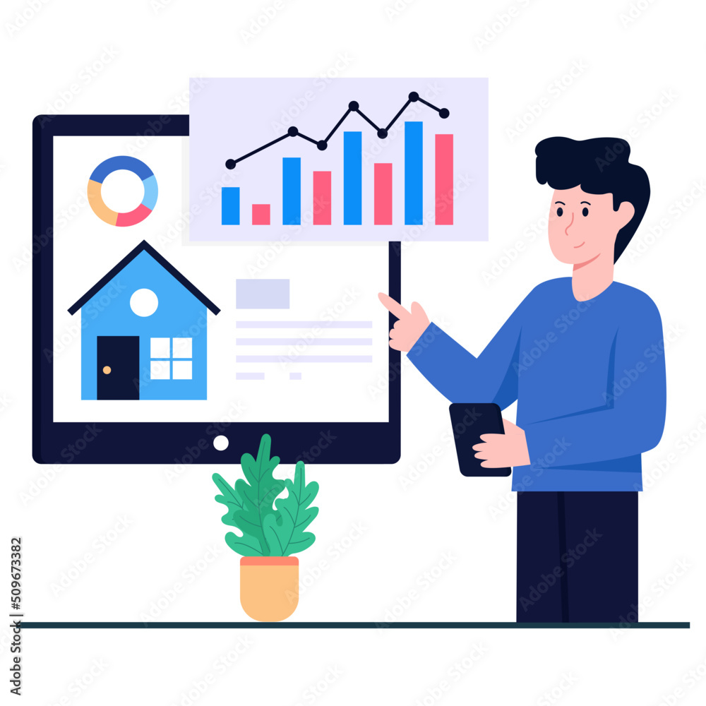 Editable design icon of home analytics Editable design icon of home analytics