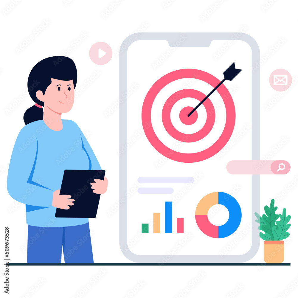 Editable design illustration of target website