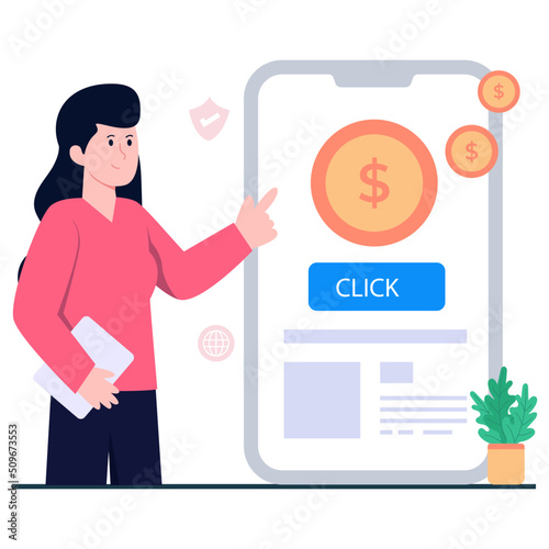 Pay per click illustration available in colored design