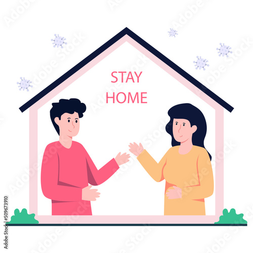 Trendy vector design of stay home