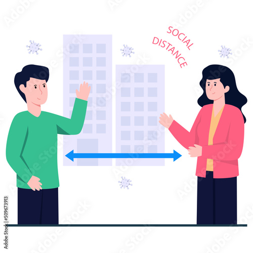 Editable design illustration of social distance