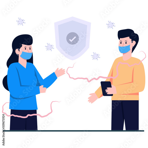 Conceptual flat design illustration of covid safety