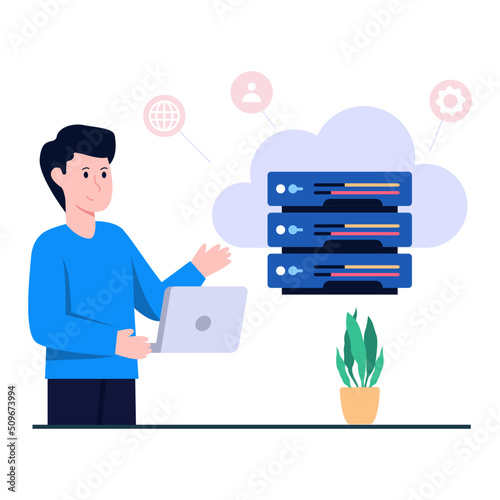 Editable flat design illustration of server hosting