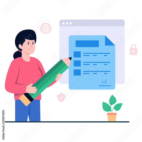 Flat design illustration of online list