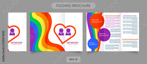 lgbt flyer trifold brochure pride template business design. Rainbow colors. Vector design layout for banners presentations, flyers,