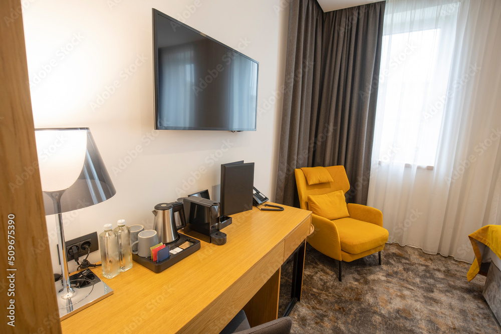 Fototapeta premium Hotel apartment interior with furniture