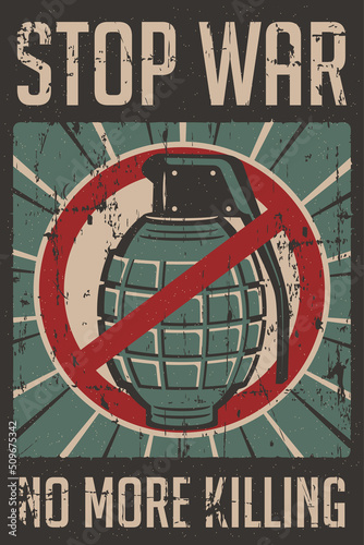 Stop War Stop Violence No More Killing Message Retro Poster
