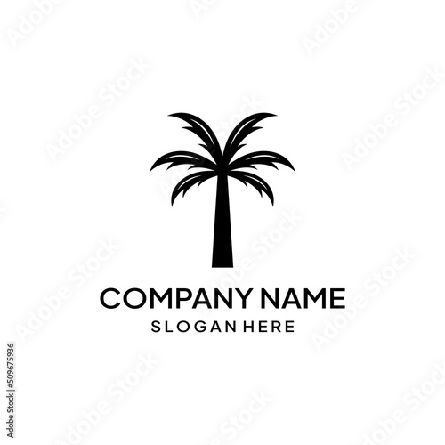Wallpaper Mural Palm tree logo, palm with waves and sun. Using Illustrator template design editing. Torontodigital.ca