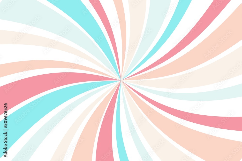 Colorful pastel sunburst twist pattern background. Vector illustration.