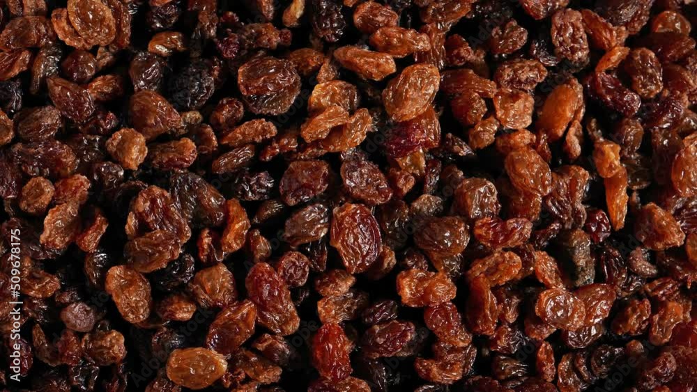 Overhead View Of Raisins Rotating