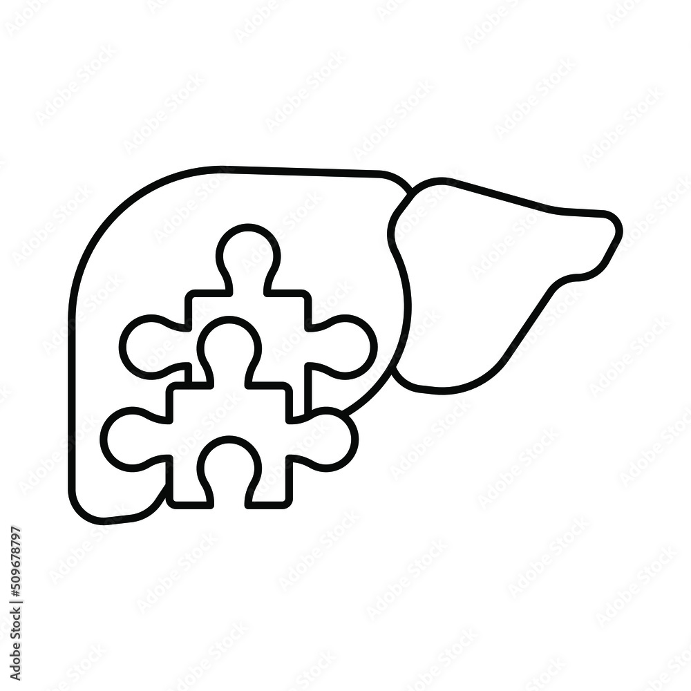 liver recovery, puzzle, line editable icon liver recovery, puzzle, line editable icon