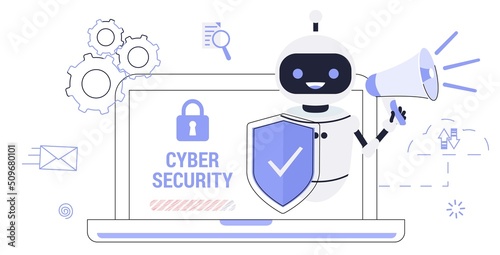 Cybersecurity malware security program Industrial cybersecurity Antivirus software development Malware Cybersecurity risk management metaphors Computer virus and spyware Vector illustrations concept