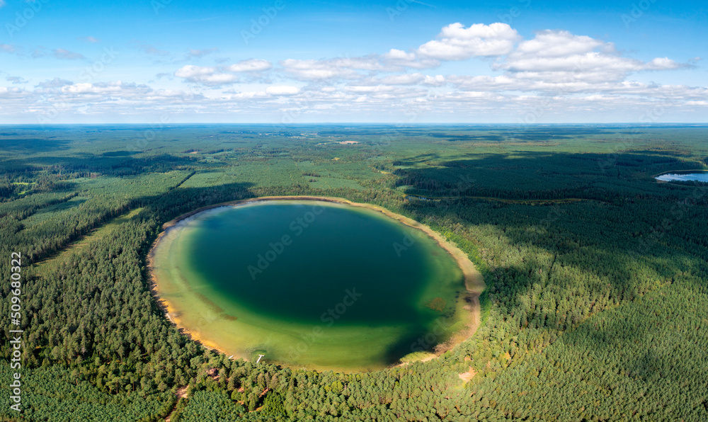 So called Plaskie lake aerial drone view - obrazy, fototapety, plakaty 