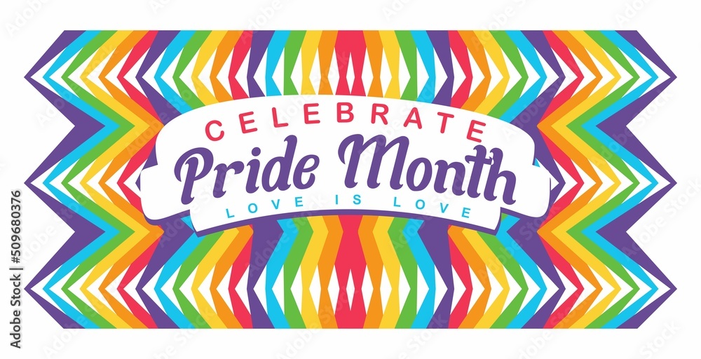 celebrate love month pride is love on rainbow background, LGBT illustration vector concept