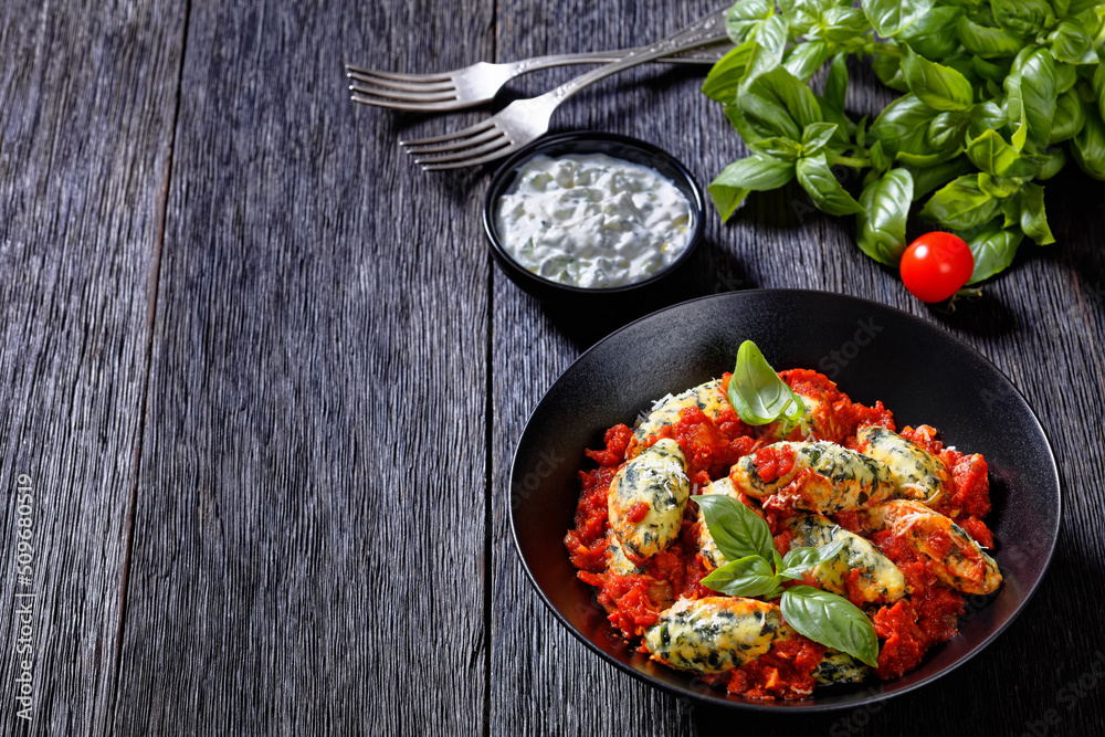 Malfatti, hot Italian spinach ricotta dumplings