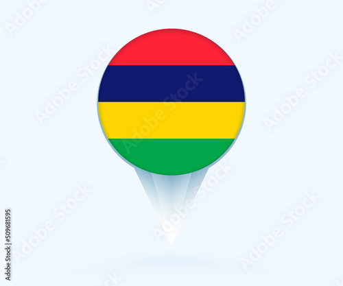 Map pointer with flag of Mauritius.