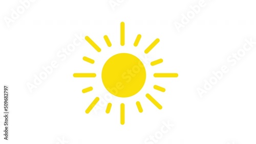 Sun, sun rays, sunshine seamless loop animation. Luma matte, alpha channel. White background.	