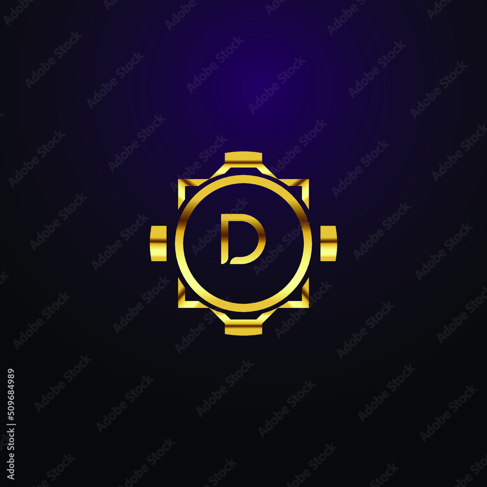 Premium luxury Vector elegant gold and  font Letter D Template for company logo with monogram element 3d Design