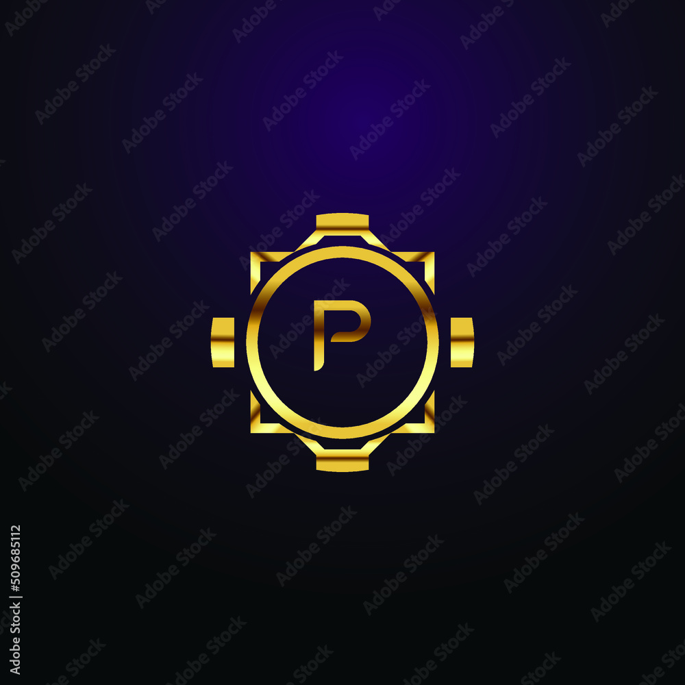 Premium luxury Vector elegant gold and  font Letter P  Template for company logo with monogram element 3d Design